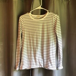 J. Crew Women’s Long-Sleeved Striped Tie-Back Shirt XS Black/White